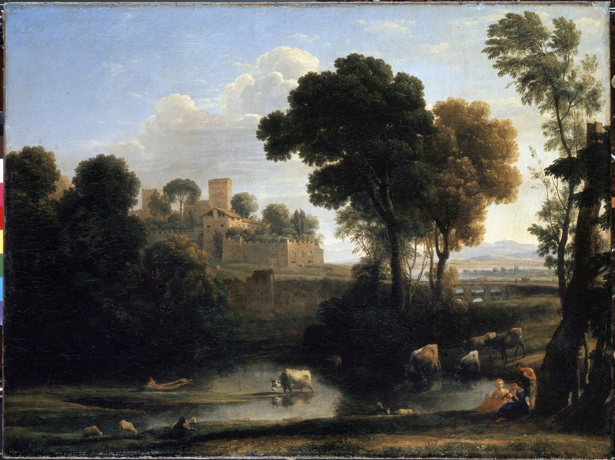 Italská krajina. Obraz Claude Gelee známý jako Claude Le Lorrain (1600-1682) od Claude  Lorrain
