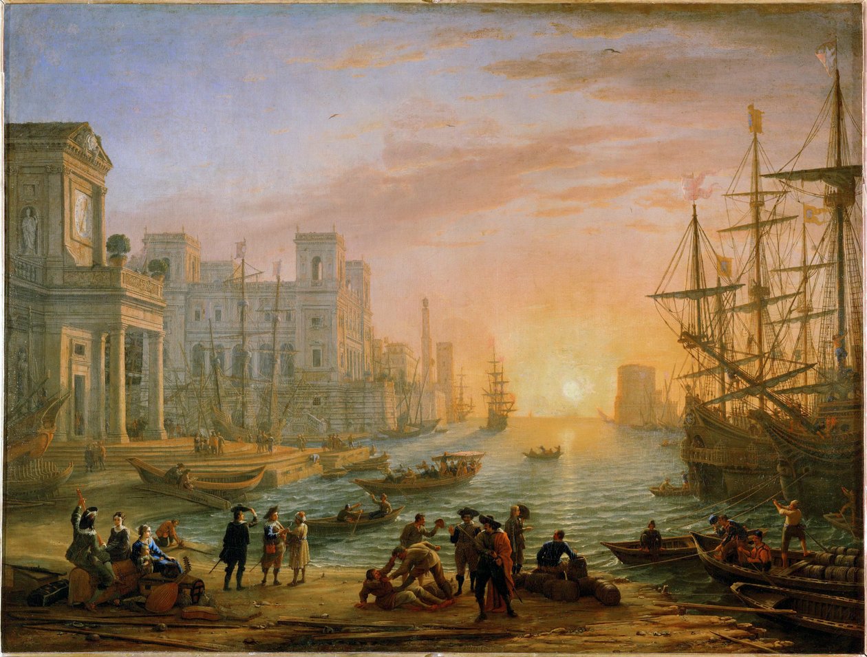 Přístav, zapadající slunce ... od Claude Lorrain (1600 82)