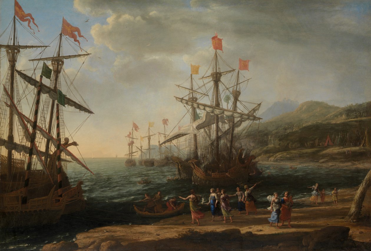 Trojské ženy zapalující loďstvo, asi 1643 (olej na plátně) od Claude Lorrain