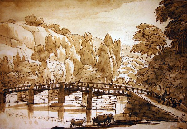 Zalesněná krajina (pero a inkoust a mytí na papíře) od Claude Lorrain