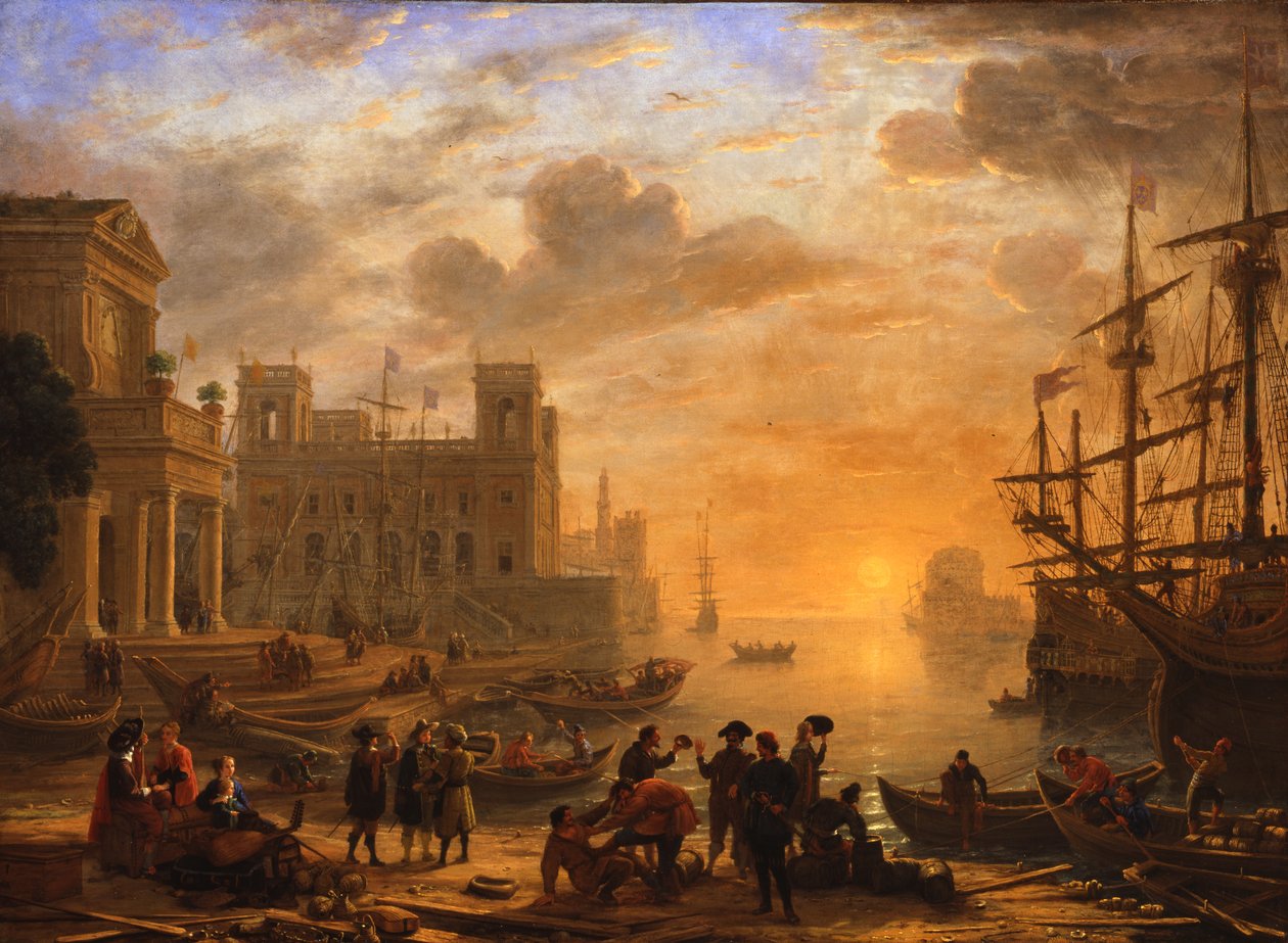 Přístavní krajina při západu slunce od Claude Lorrain