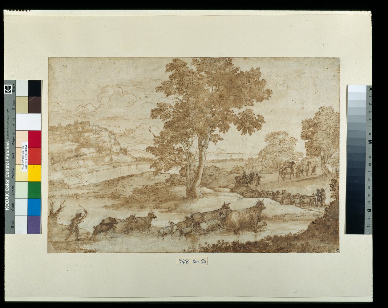 Krajina s Jakubovou cestou (pero a inkoust s mytím na papíře) od Claude Lorrain
