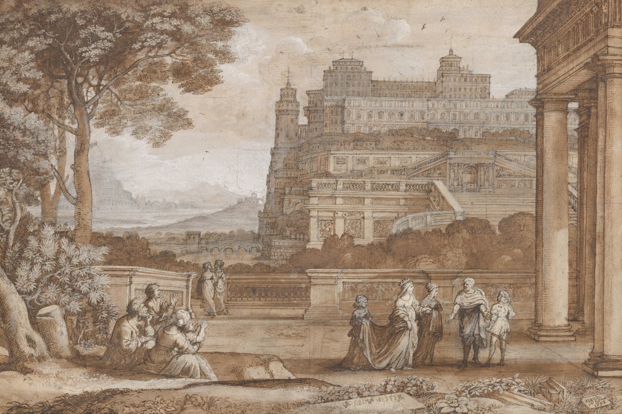 Královna Ester se blíží k Ahasverovu paláci od Claude Lorrain (1600 82)