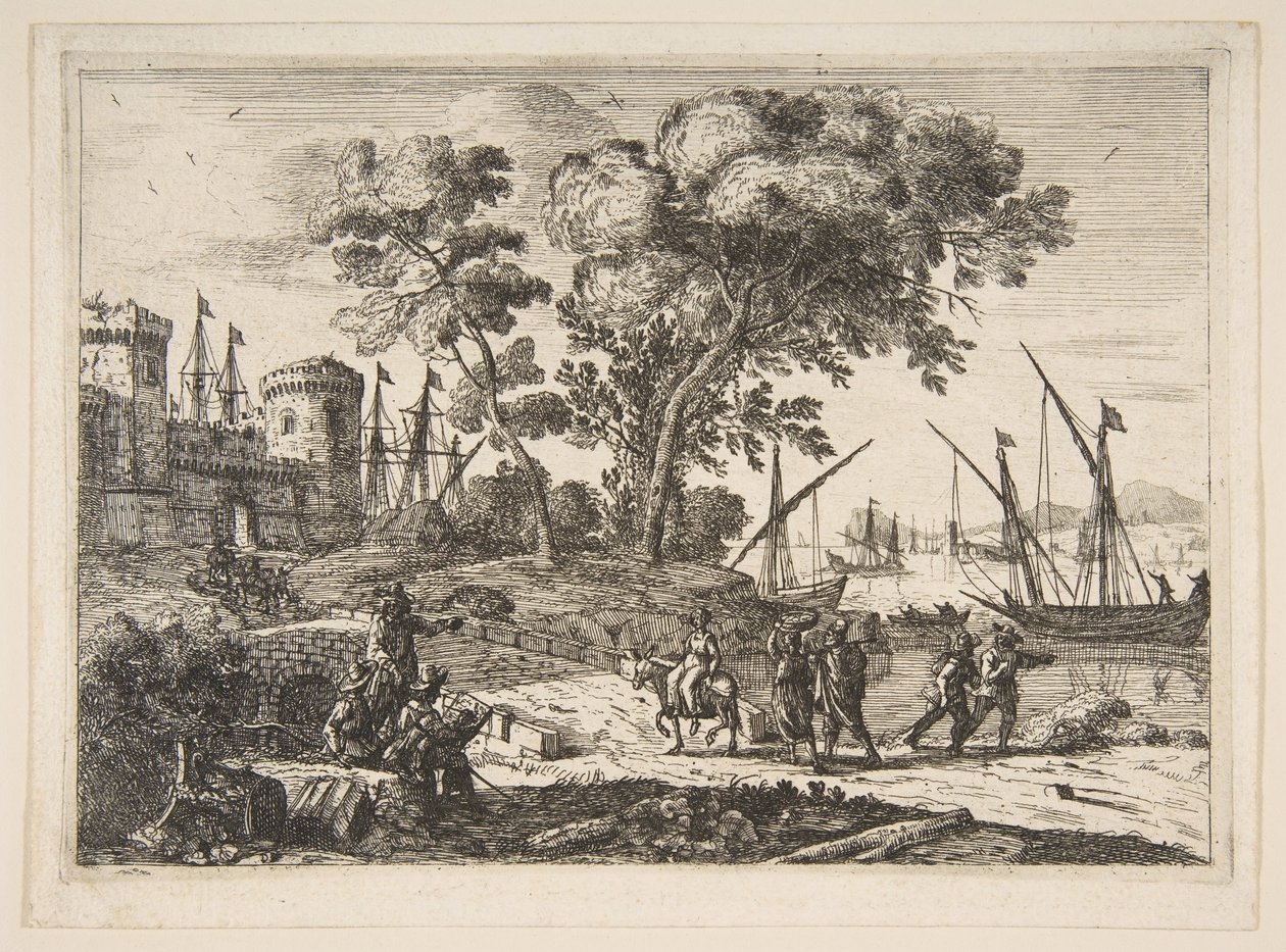 Pobřežní scéna s umělcem, ca. 1638-41. od Claude Lorrain