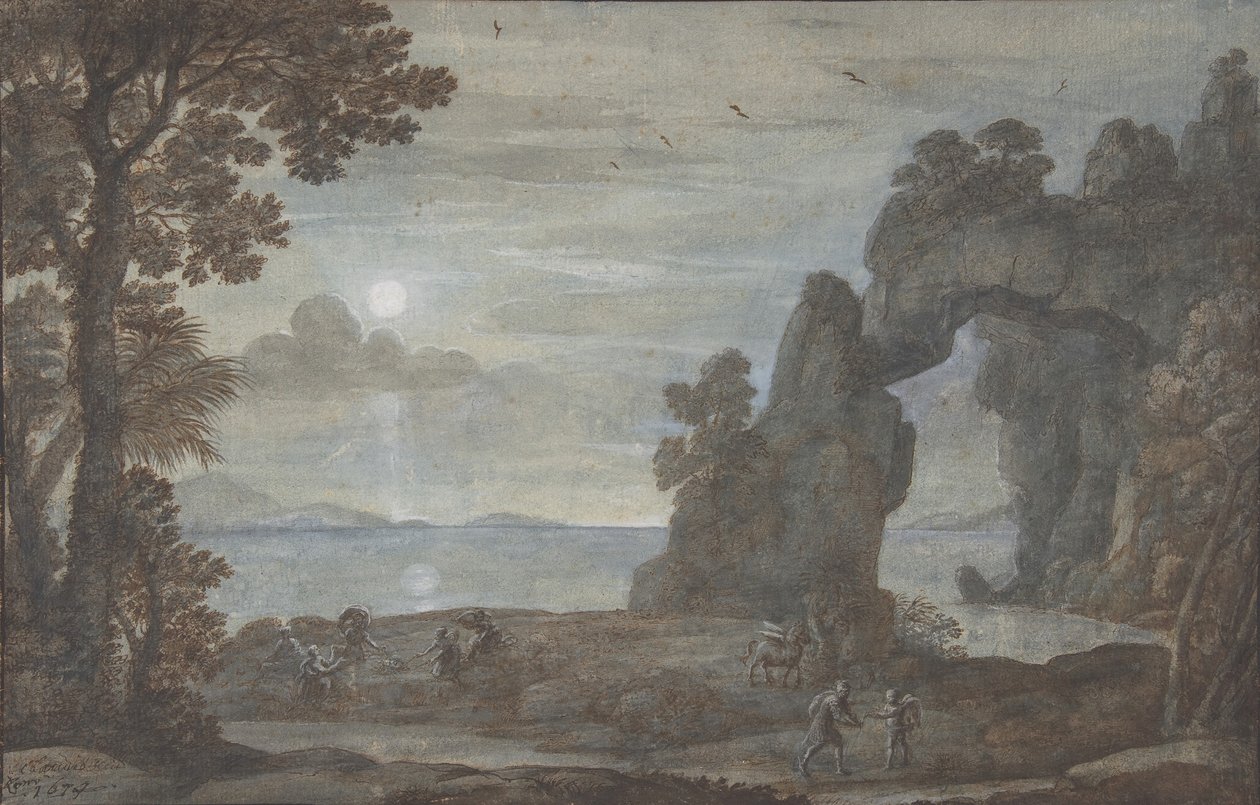 Pohled na pobřeží s Perseem a původem korálů, 1674. od Claude Lorrain