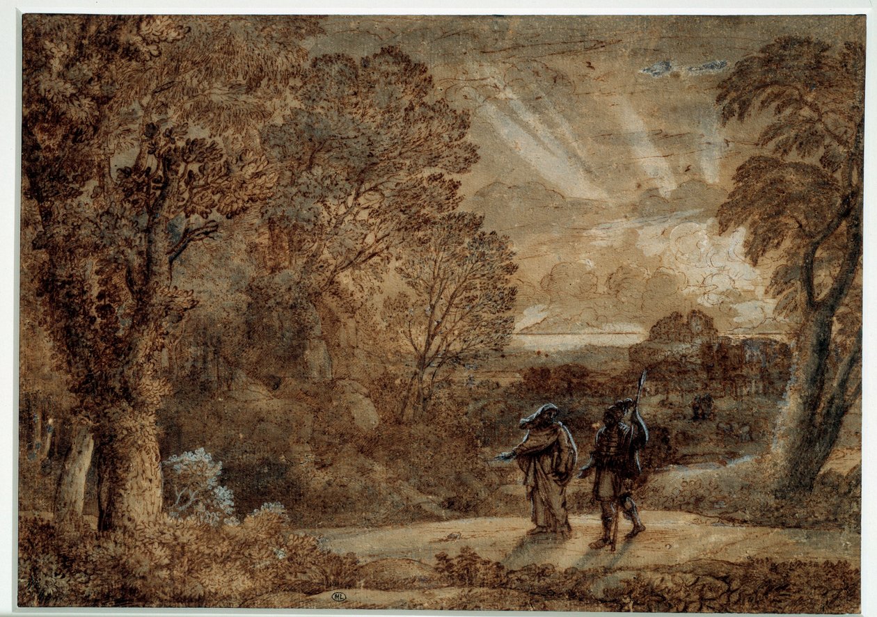 Aeneas a cumae sibyla. Kresba Claude Gellee řekl Le Lorrain (1600-1682) od Claude Lorrain