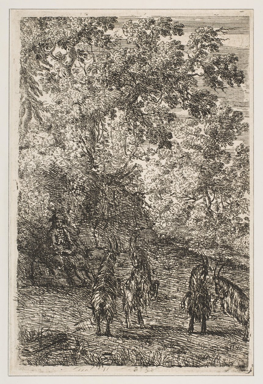 Čtyři kozy levá sekce koz, ca. 1630-33. od Claude Lorrain