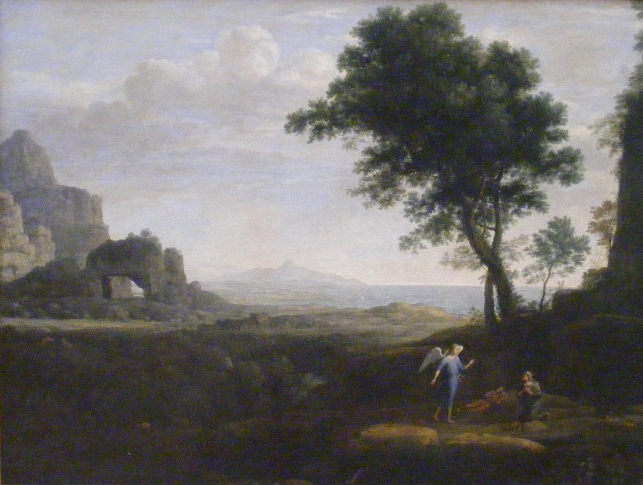 Německy: Hagar und Ismael in der Wüste Hagar a Ismael na poušti od Claude Lorrain