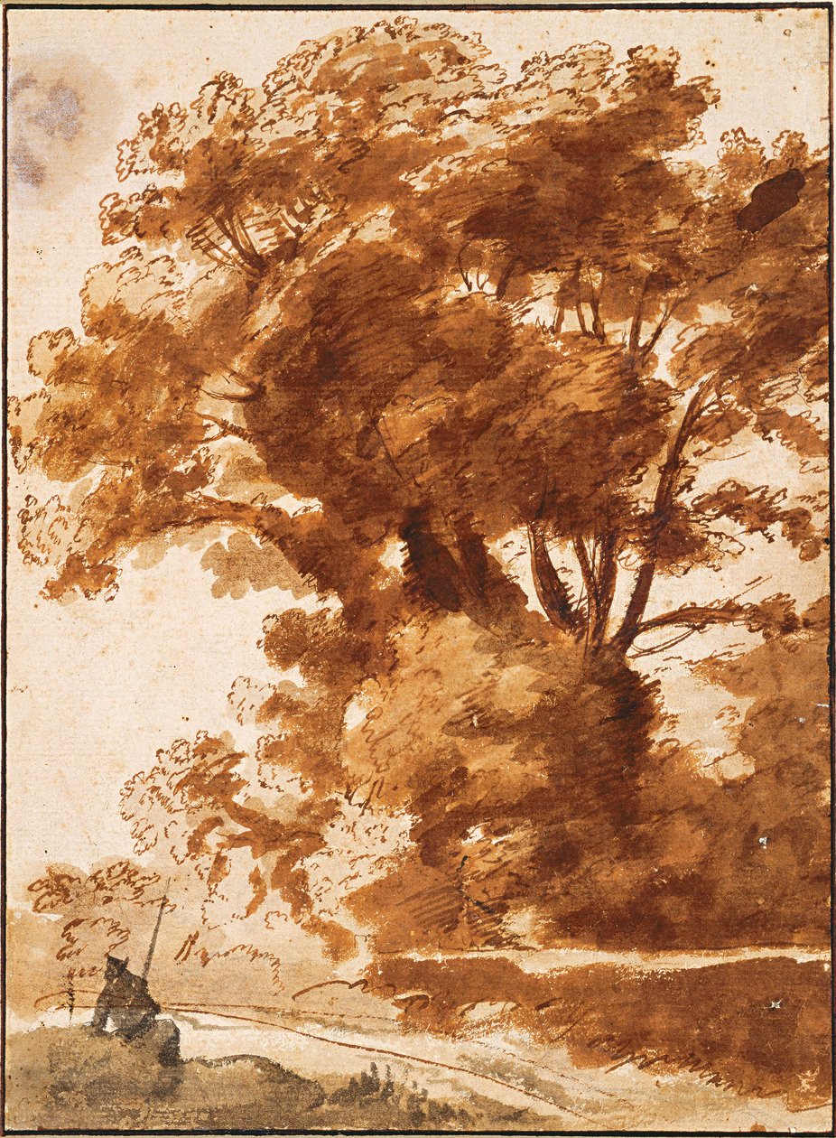 Skupina stromů a odpočívající Sheperd, 30. léta 17. století od Claude Lorrain