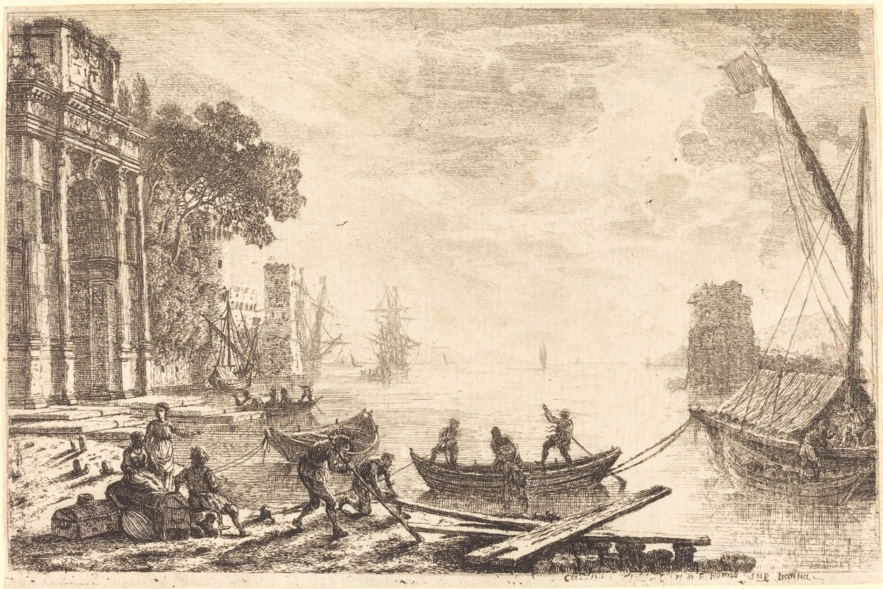 Přístavní scéna s vycházejícím sluncem (Le soleil levant) od Claude Lorrain