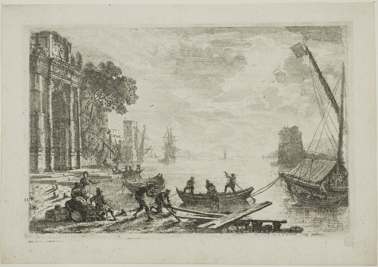 Přístavní scéna s vycházejícím sluncem od Claude Lorrain