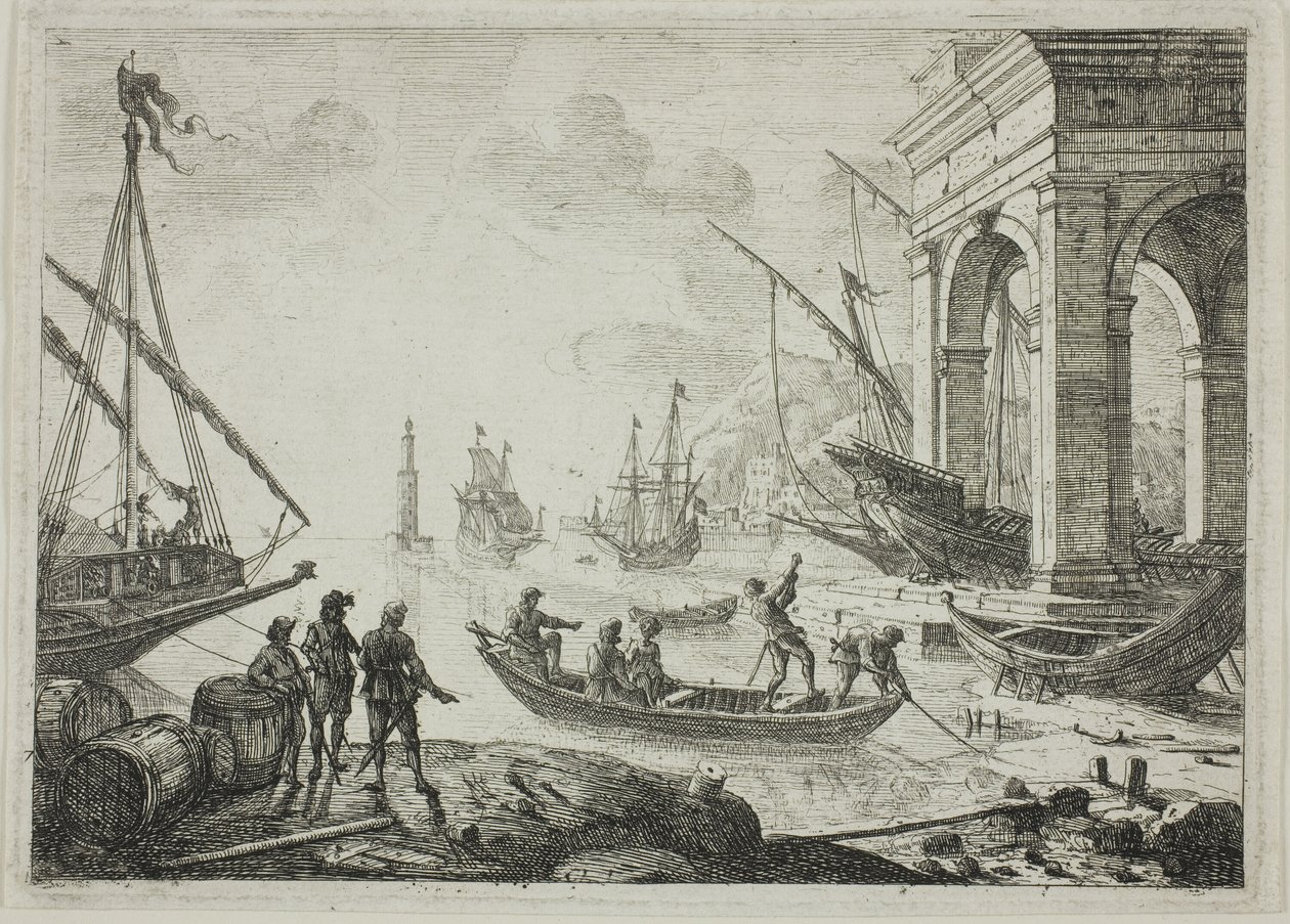 Přístavní scéna s majákem od Claude Lorrain