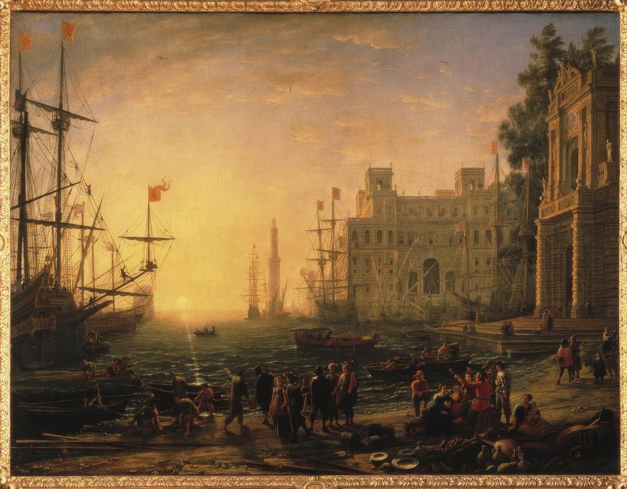 Ideální výhled na přístav s Villa Medici od Claude Lorrain