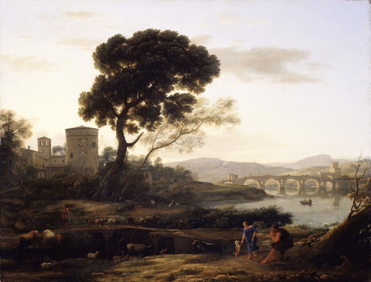Krajina poblíž Říma s výhledem na Ponte Molle, 1645 od Claude Lorrain