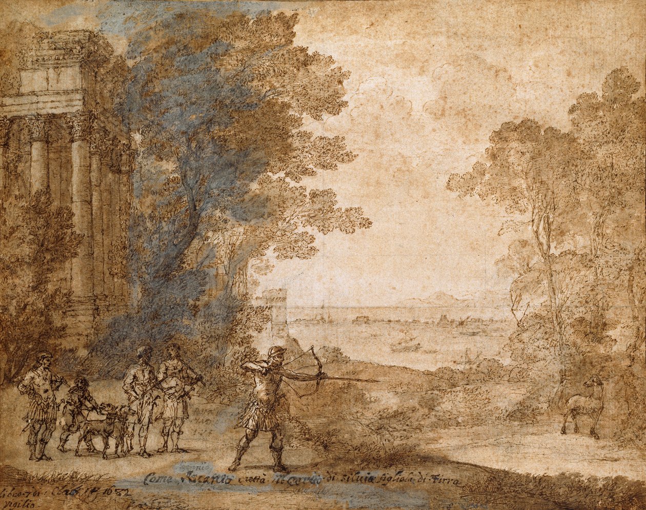 Krajina s Ascaniem zastřelením jelena Sylvie, 1680-1682 od Claude Lorrain
