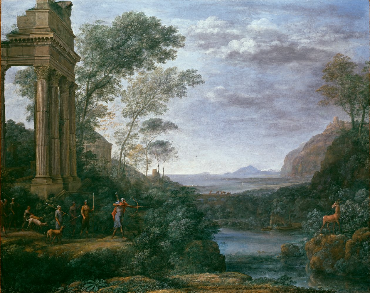 Krajina s Ascaniem střílejícím jelena Sylvie, 1681-1682 od Claude Lorrain