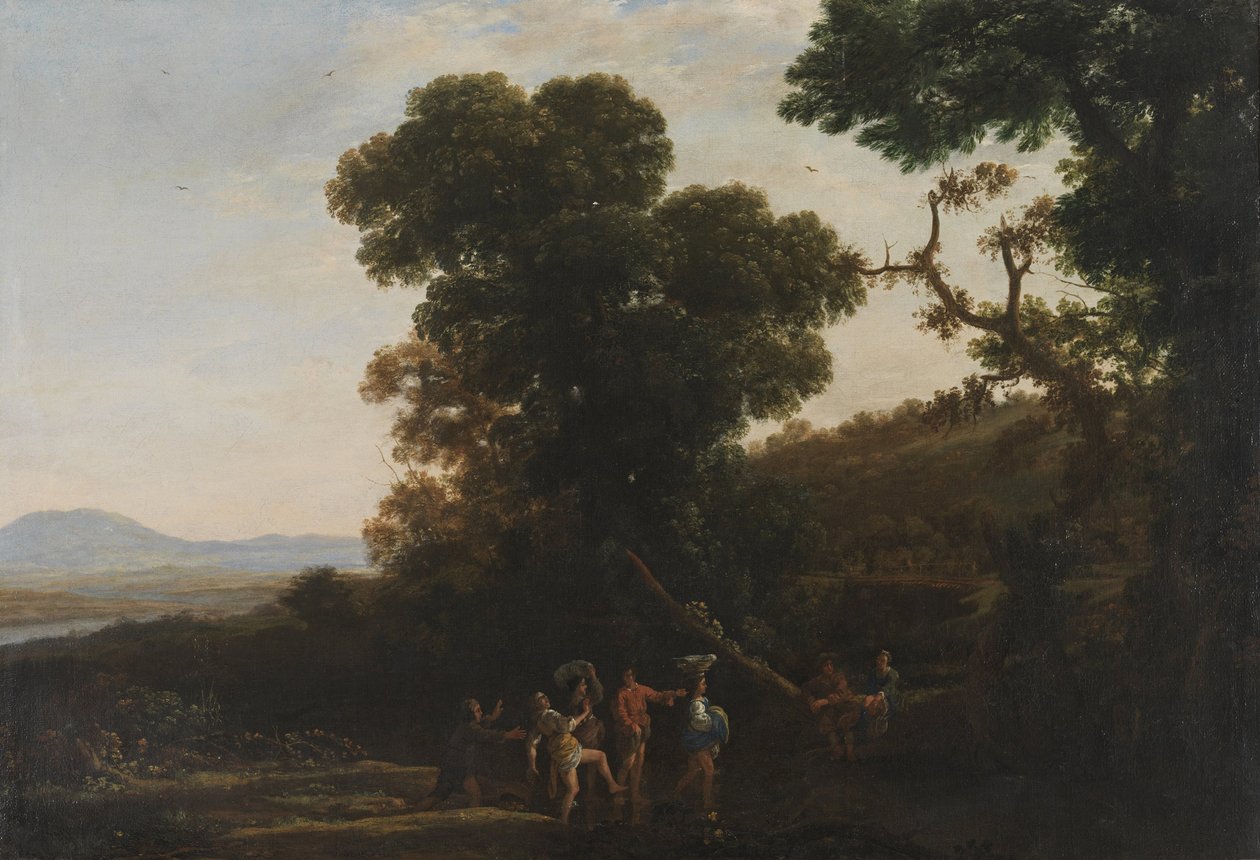 Krajina s postavami brodící se potokem, 1636-1637 od Claude Lorrain