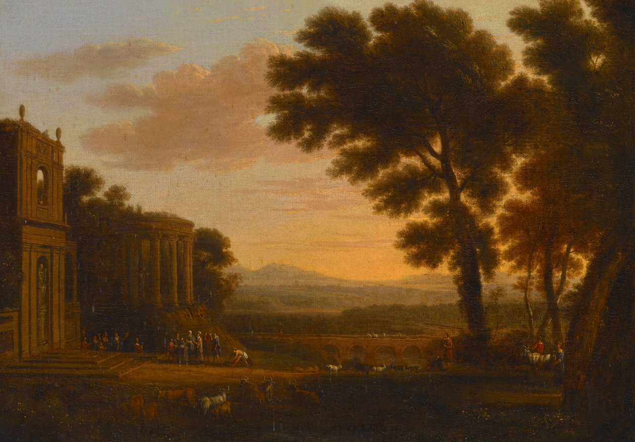 Krajina s otcem Psyché obětujícím v mílétském Apollónově chrámu od Claude Lorrain