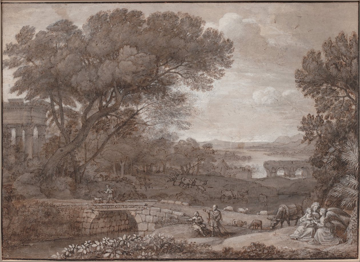 Krajina s odpočinkem na útěku do Egypta, 1660 od Claude Lorrain