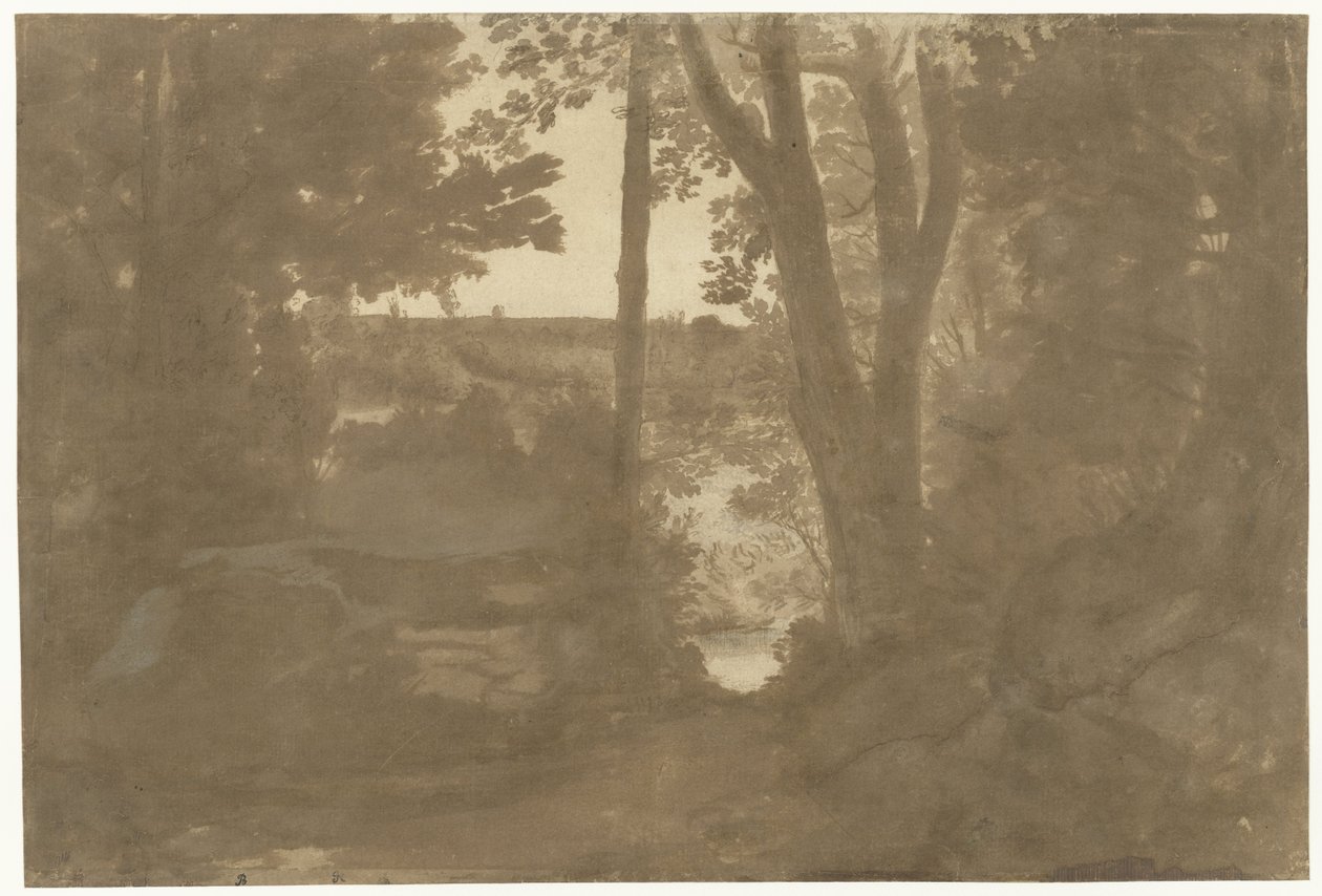 Krajina s výhledem přes stromy od Claude Lorrain