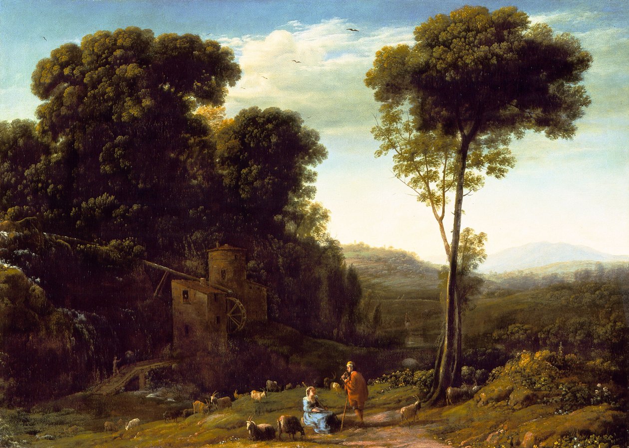 Pastýřská krajina s mlýnem, 1634 od Claude Lorrain