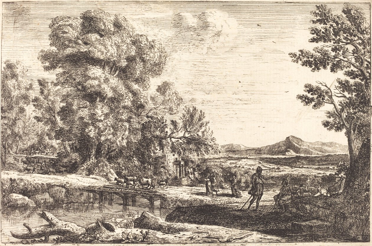 Rebecca a Eliezer (dřevěný most) od Claude Lorrain