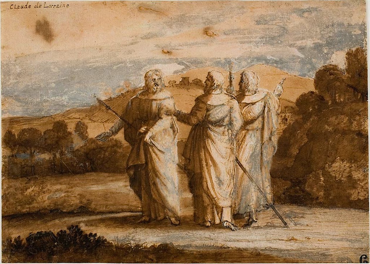 Studium pro poutníky v Emauzích od Claude Lorrain