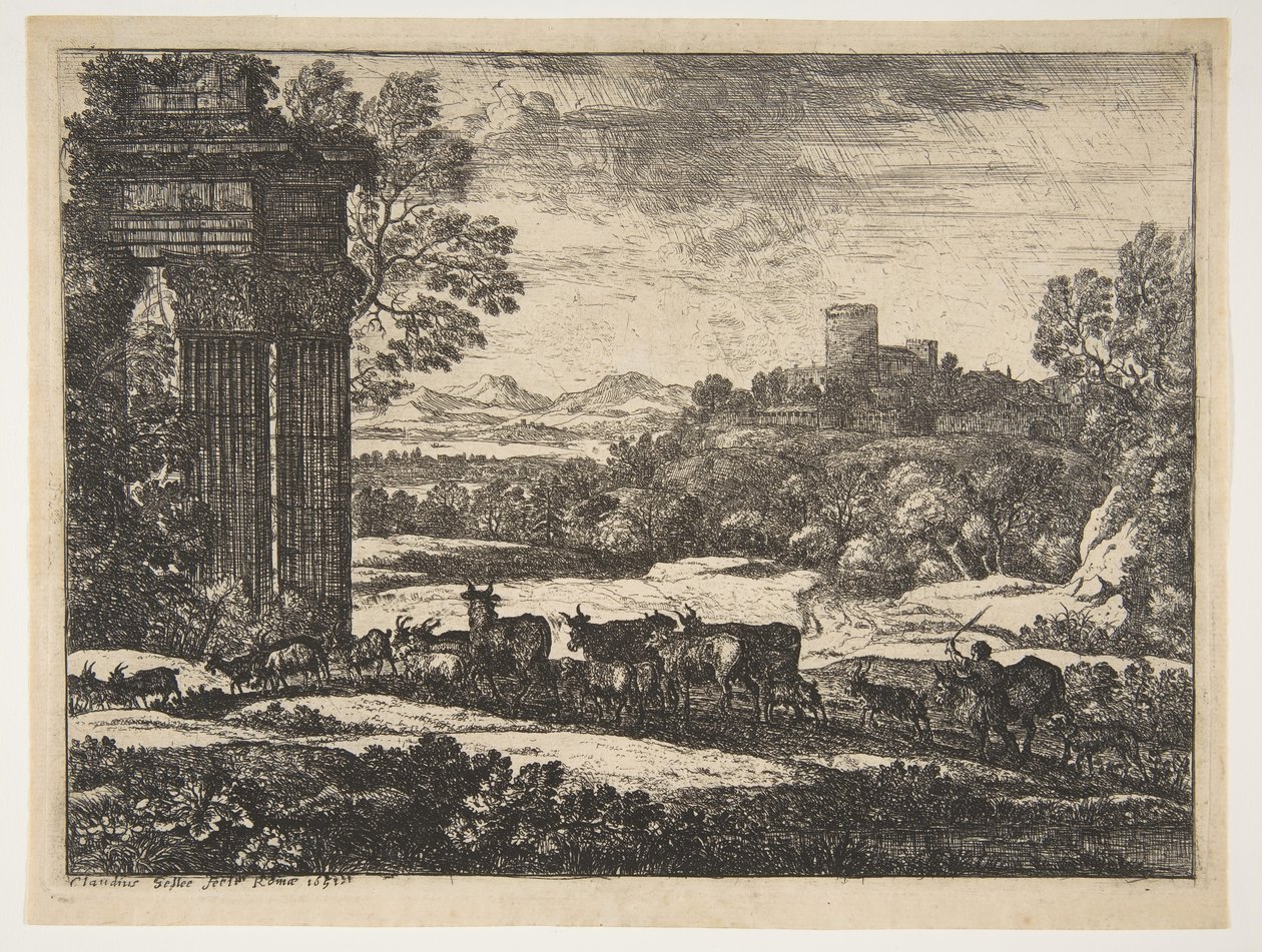 Stádo se vrací v bouřlivém počasí, ca. 1650-51. od Claude Lorrain
