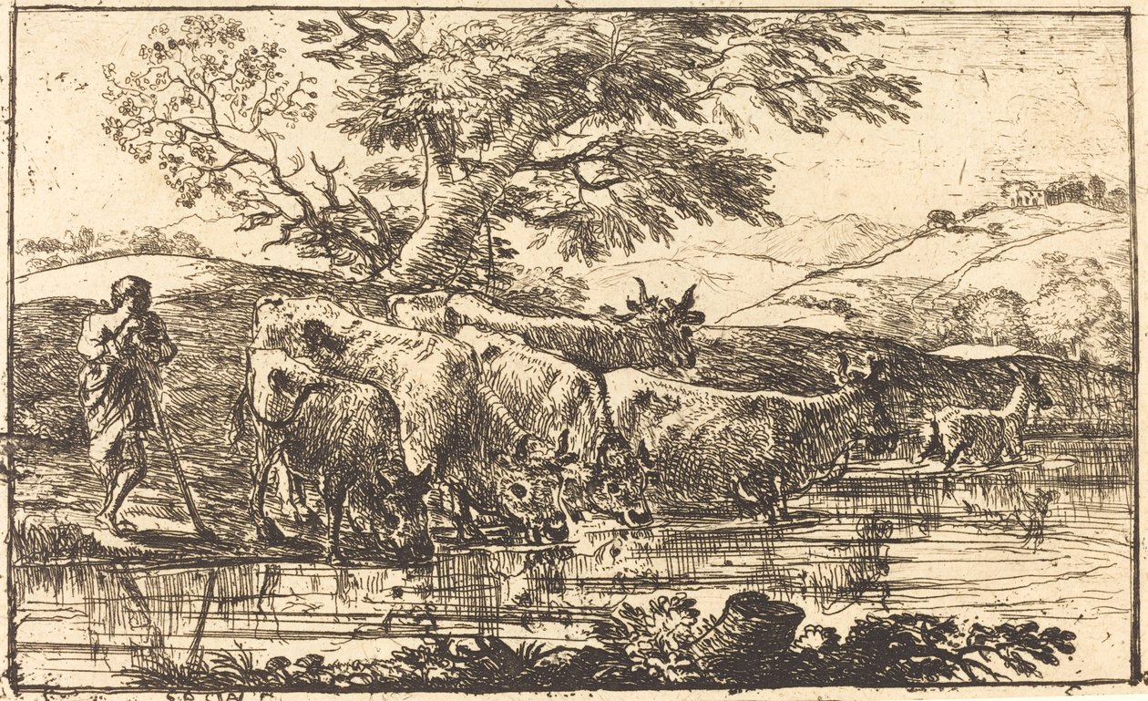 Stádo u napajedla od Claude Lorrain