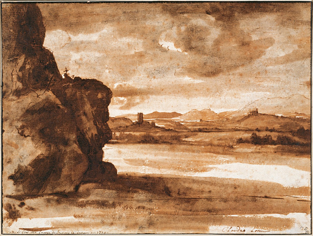 Krajina Tiber severně od Říma s temně zataženou oblohou, mezi 1630 a 1640 od Claude Lorrain