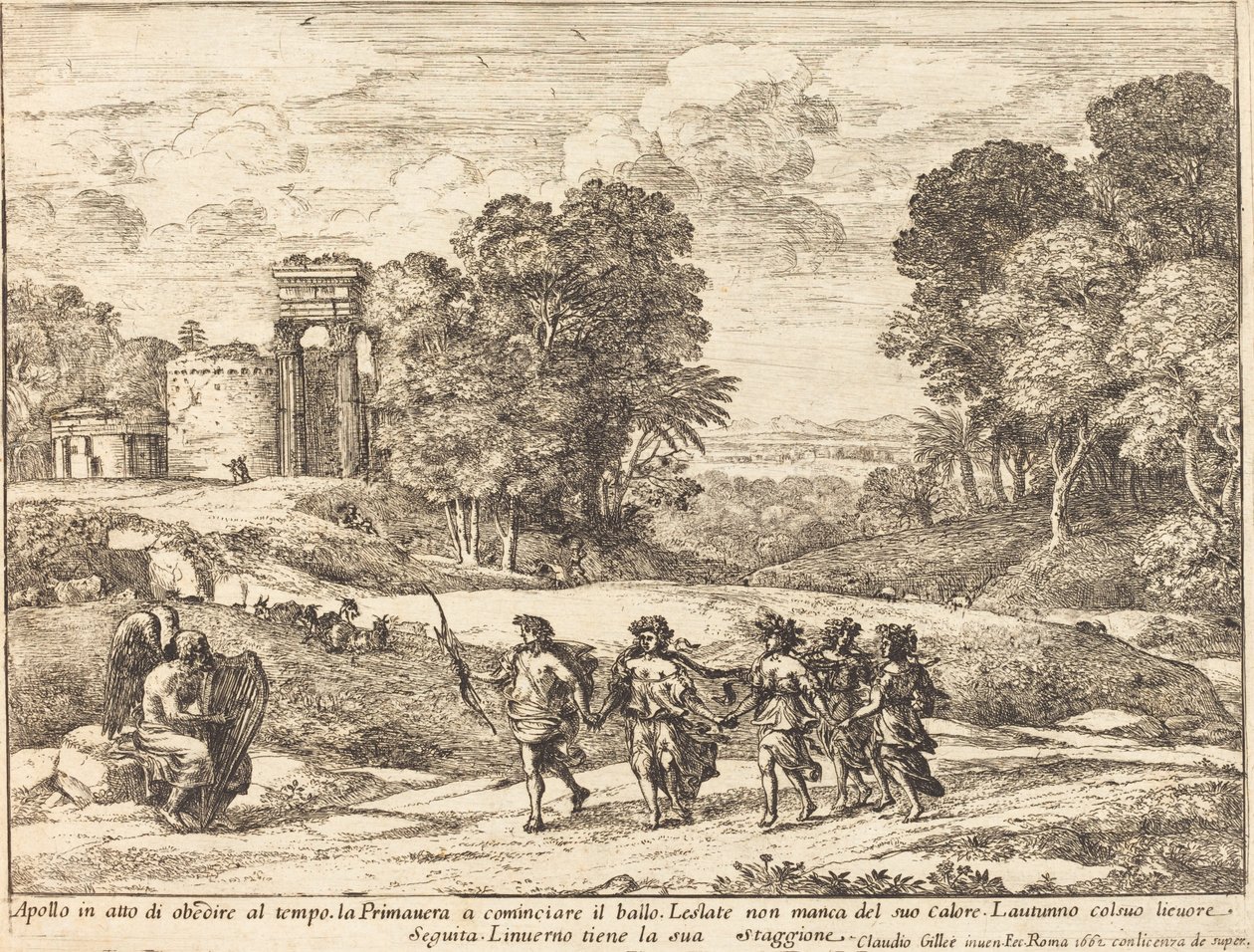Čas, Apollo a roční období od Claude Lorrain