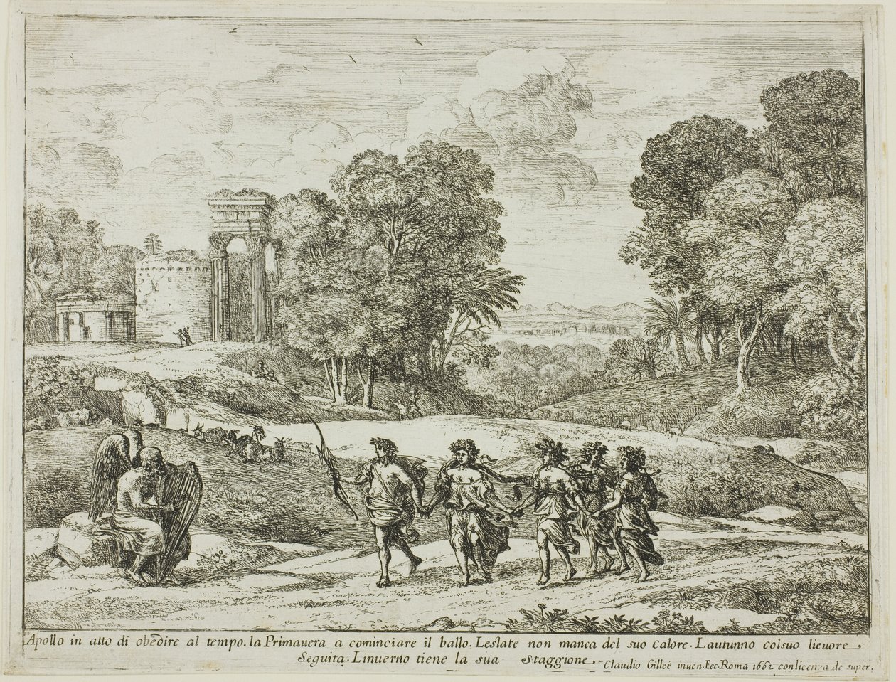 Čas, Apollo a roční období od Claude Lorrain