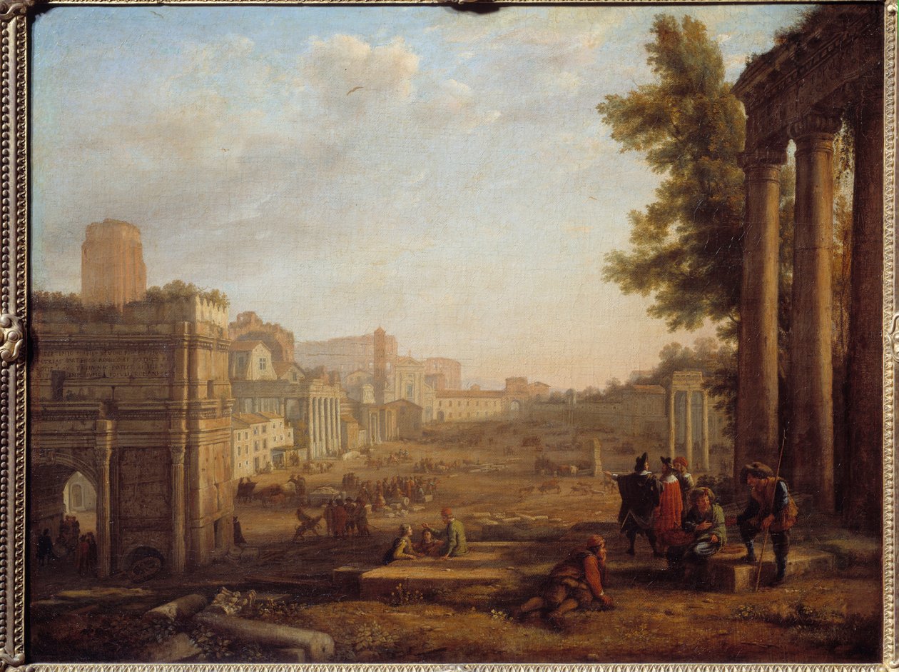 Pohled na Campo Vaccino v Římě Forum Romanum kolem roku 1630 - Obraz Clauda Gelleeho zvaný Lorrain (1600-1682) 17. století Slunce 0,56x0,72 m Paříž, Musee du Louvre od Claude Lorrain