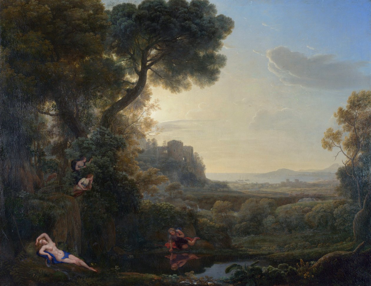 Krajina s narcisem a ozvěnou, 1644 od Claude Lorrain