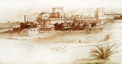 Pohled na malé italské město, cca 1630 (pero a mytí) od Claude Lorrain