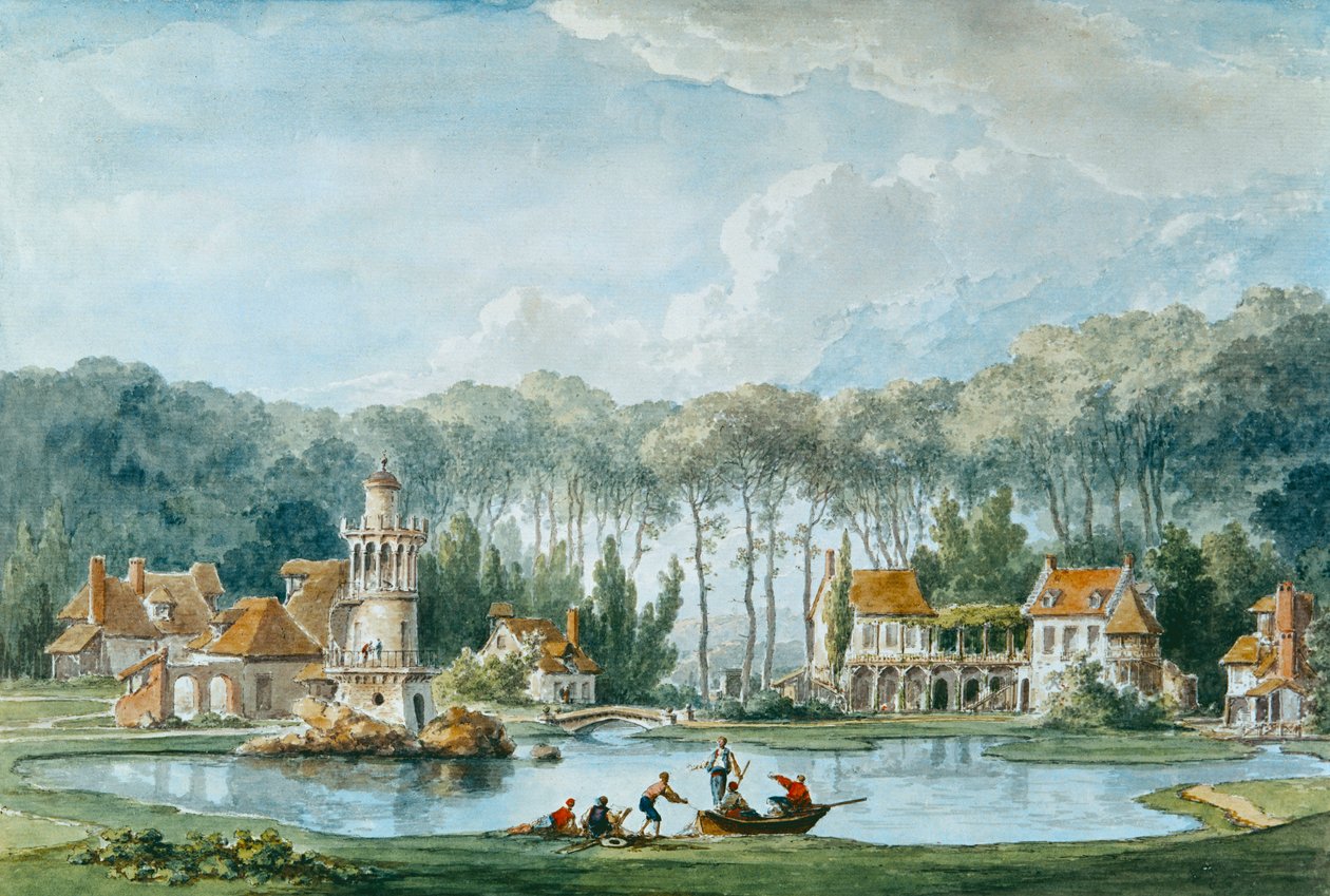 Hameau, Petit Trianon, 1786 od Claude Louis Chatelet