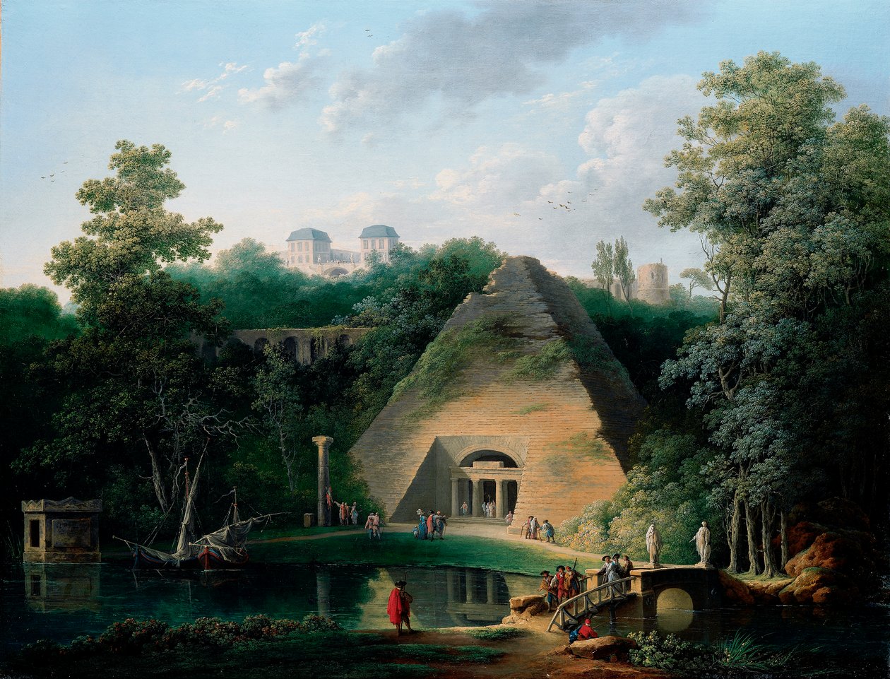 Pyramida v Chateau de Maupertuis, c.1785 od Claude Louis Chatelet