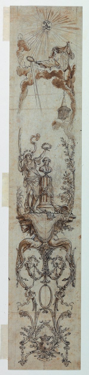Kresba, Návrhy malovaných panelů s Fortune a Jacquesem Neckerem, 1788-90 od Claude Louis Desrais