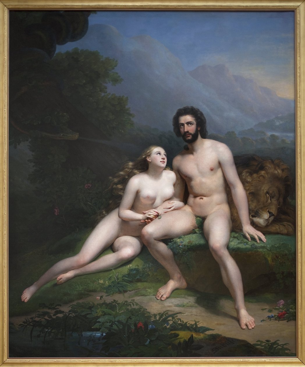 Adam a Eva. Obraz Claude Marie Dubufe (1790-1864), Olej na plátně od Claude Marie Dubufe