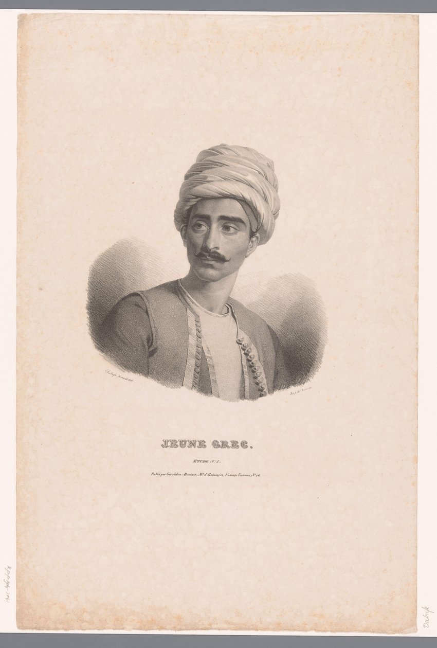 Portrét řeckého mladého muže Jeune Grec (název na objektu) Etudy (název série na objektu) od Claude Marie Dubufe