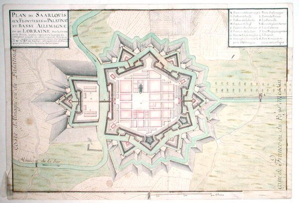 Atlas 131 E Plán Saarlouis, od Traite de Fortifications (pero a inkoust a wc na papíře) od Claude Masse
