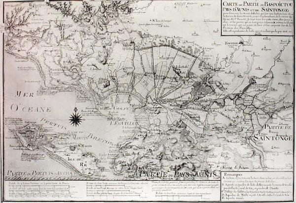 Atlas 131 H f.42 Mapa Bas Poitou, Aunis a Saintonge s močály zátoky Aiguillon v roce 1716 od Claude Masse