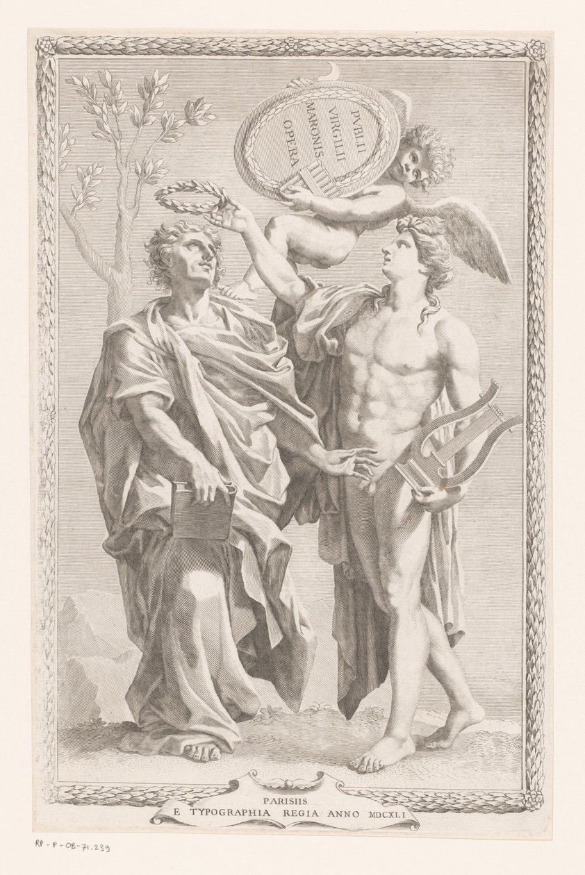 Apollo korunuje Publius Vergilius Maro Název stránky: Publius Vergilius Maro, Opera Publius Virgilius Maronis, 1641 od Claude Mellan