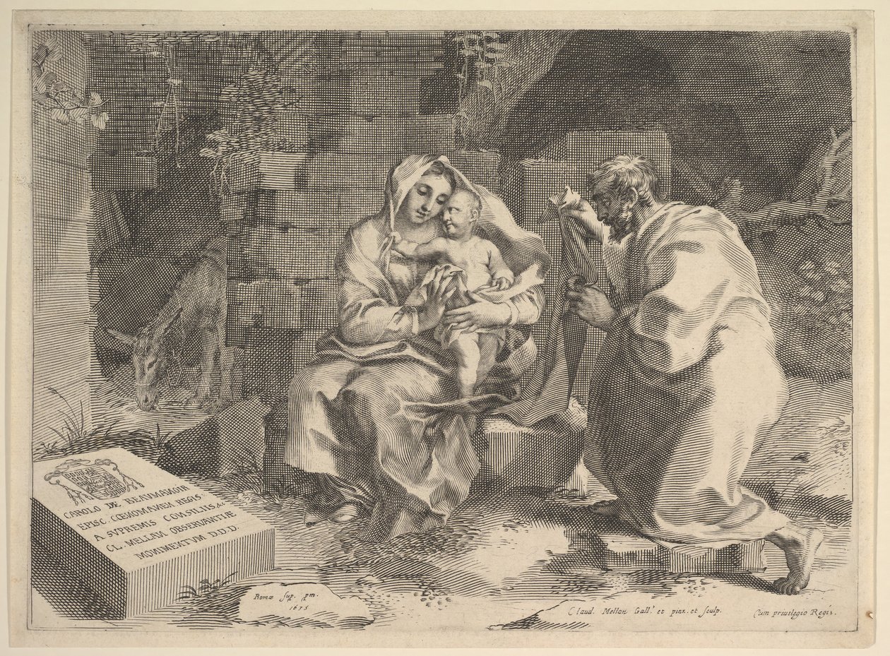 Svatá rodina odpočívá na útěku do Egypta, 1635. od Claude Mellan