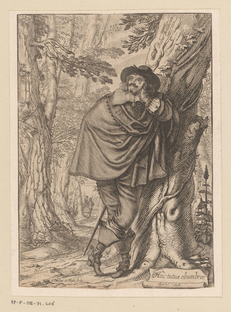 James Howell opřený o strom Titulní strana pro: James Howell, Dendrologie (...), 1641 od Claude Mellan