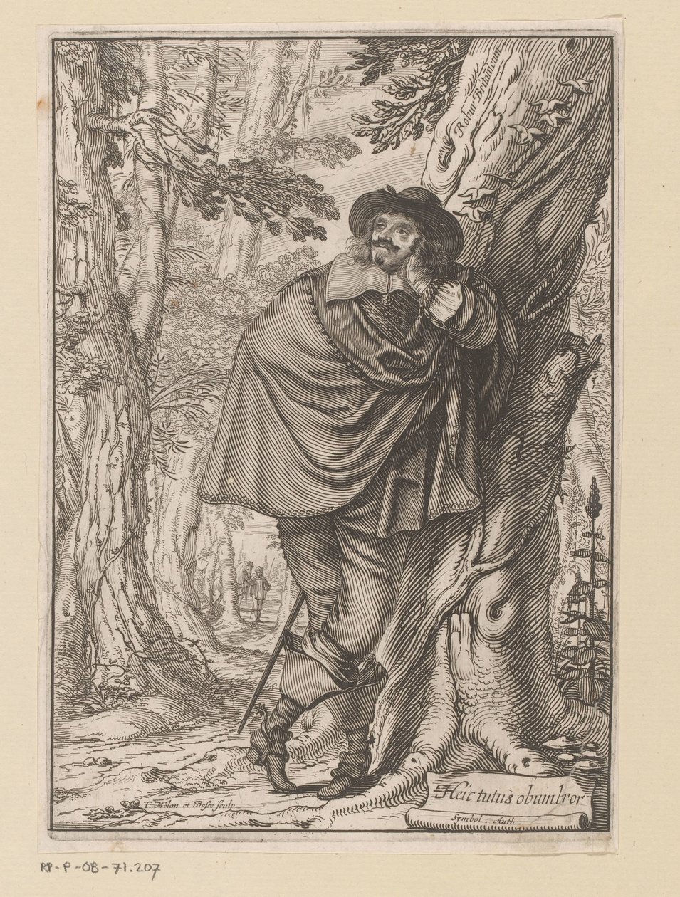 James Howell opřený o strom Titulní strana pro: James Howell, Dendrologie (...), 1641 od Claude Mellan