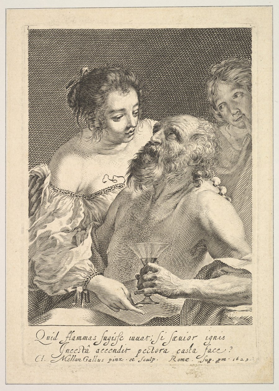 Lot a jeho dcery, 1629. od Claude Mellan