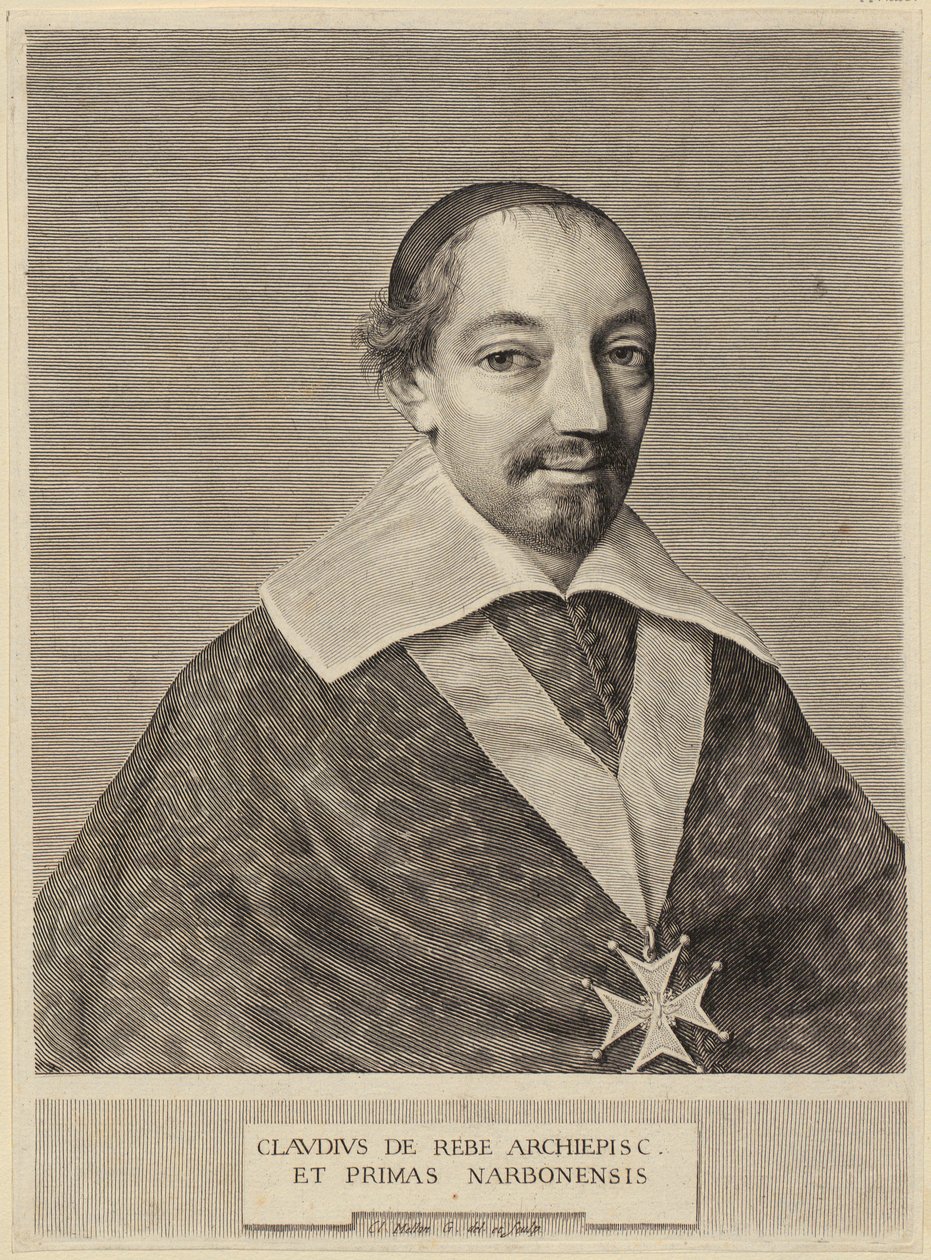 Portrét Clauda de Rebé, arcibiskupa z Narbonne od Claude Mellan