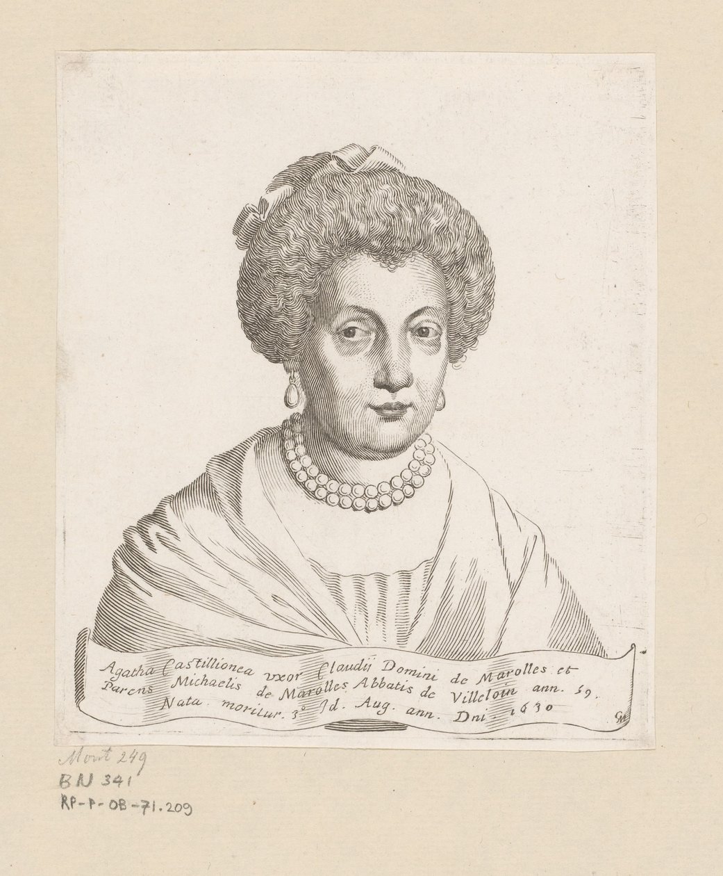 Portrét Agathe de Chatillon od Claude Mellan