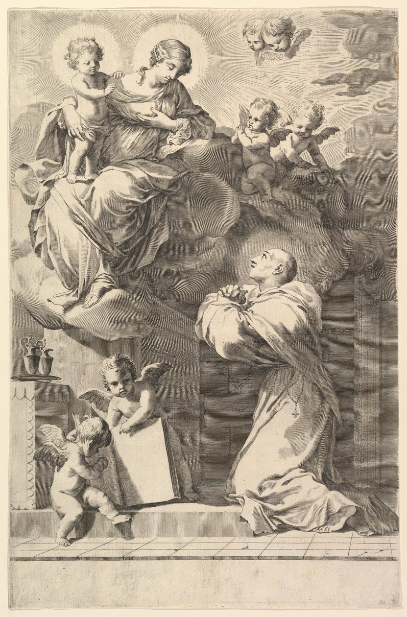 Svatý Bernard klečící před Pannou a dítětem, 1640. od Claude Mellan